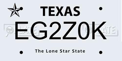 EG2Z0K Texas License Plate
