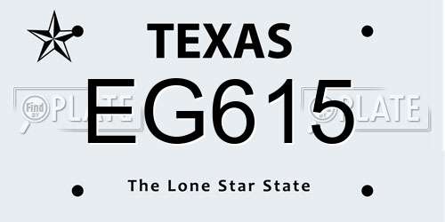 EG615 Texas License Plate