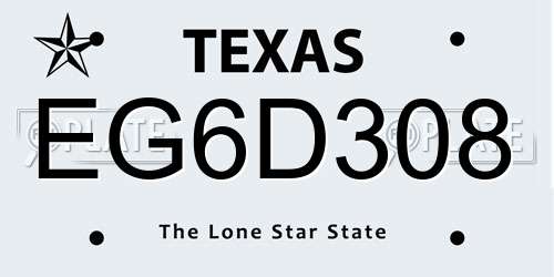 EG6D308 Texas License Plate