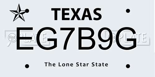 EG7B9G Texas License Plate