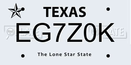 EG7Z0K Texas License Plate
