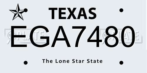 EGA7480 Texas License Plate