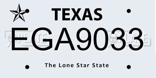 EGA9033 Texas License Plate