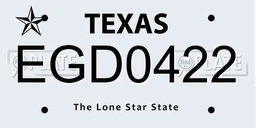 EGD0422 Texas License Plate