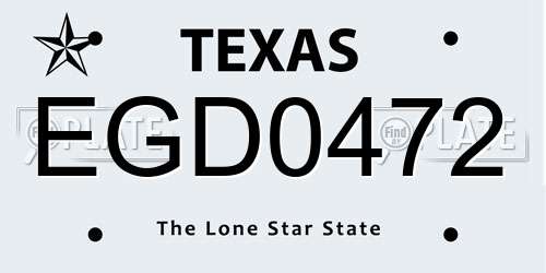 EGD0472 Texas License Plate