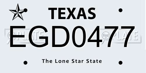 EGD0477 Texas License Plate