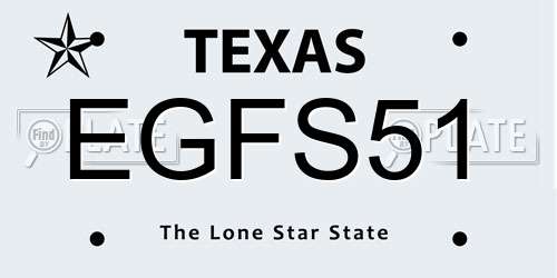 EGFS51 Texas License Plate