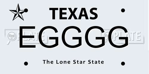 EGGGG Texas License Plate