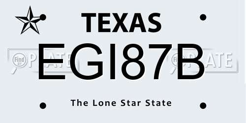 EGI87B Texas License Plate