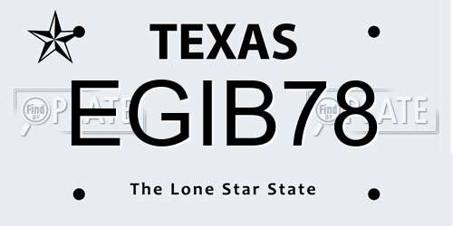 EGIB78 Texas License Plate