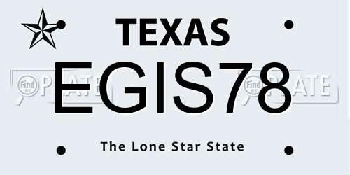 EGIS78 Texas License Plate