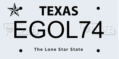 EGOL74 Texas License Plate