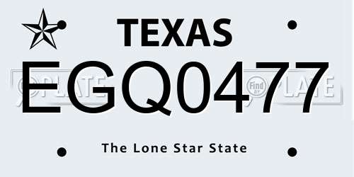 EGQ0477 Texas License Plate