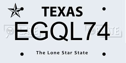 EGQL74 Texas License Plate