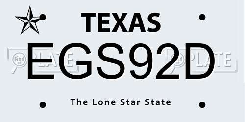 EGS92D Texas License Plate