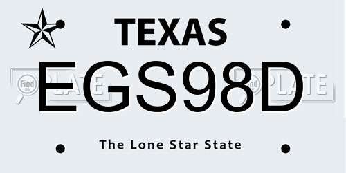 EGS98D Texas License Plate