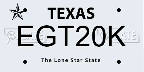 EGT20K Texas License Plate