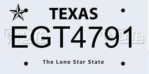EGT4791 Texas License Plate