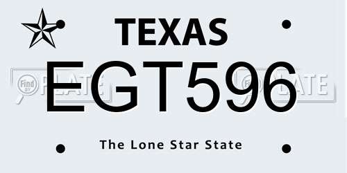 EGT596 Texas License Plate