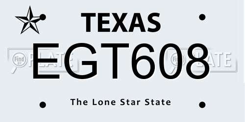 EGT608 Texas License Plate