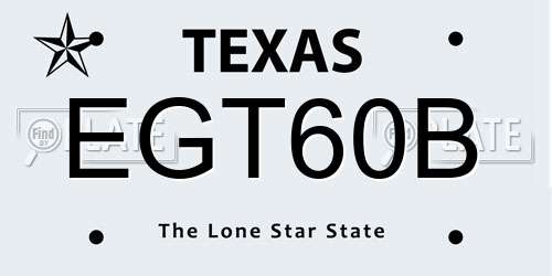 EGT60B Texas License Plate