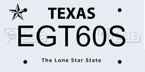 EGT60S Texas License Plate
