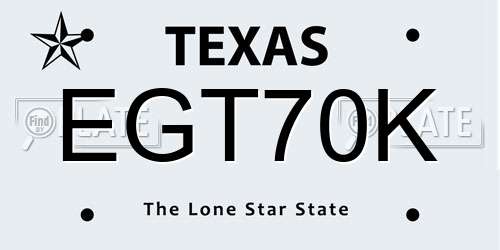 EGT70K Texas License Plate