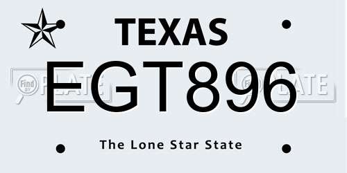 EGT896 Texas License Plate