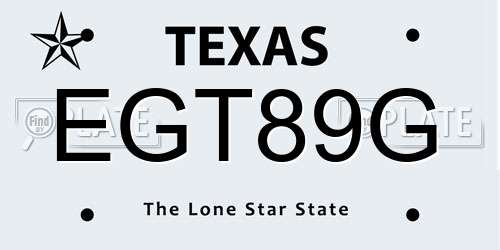 EGT89G Texas License Plate