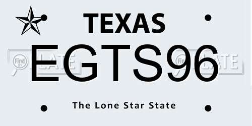 EGTS96 Texas License Plate
