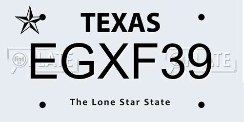 EGXF39 Texas License Plate