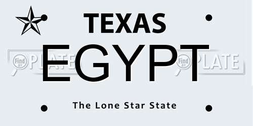 EGYPT Texas License Plate