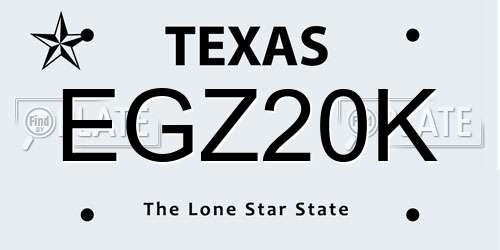 EGZ20K Texas License Plate