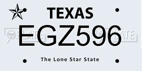 EGZ596 Texas License Plate