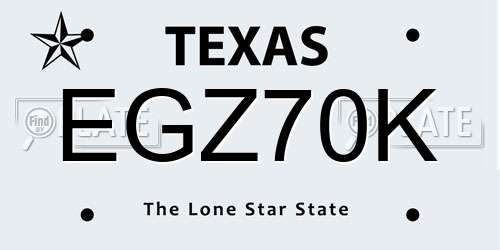 EGZ70K Texas License Plate
