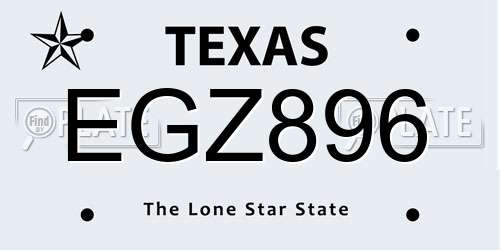 EGZ896 Texas License Plate