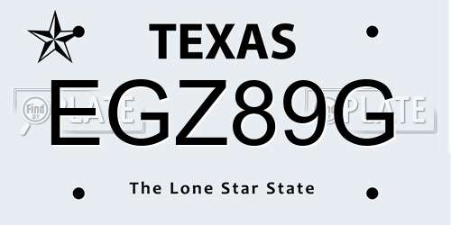 EGZ89G Texas License Plate