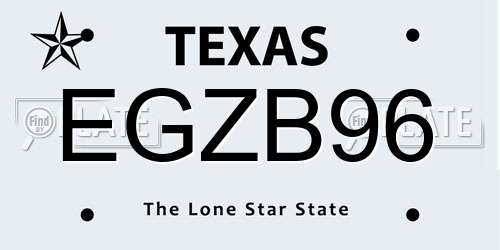 EGZB96 Texas License Plate