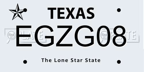EGZG08 Texas License Plate