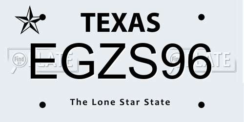EGZS96 Texas License Plate