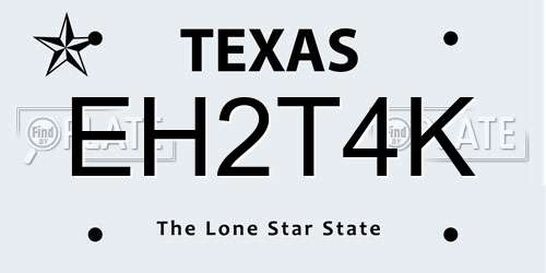 EH2T4K Texas License Plate
