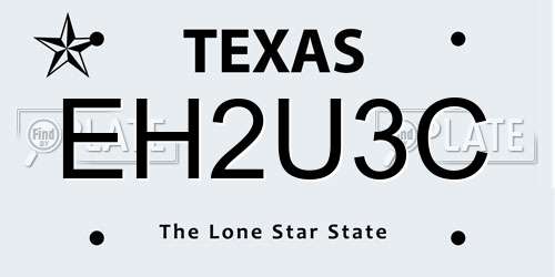 EH2U3C Texas License Plate