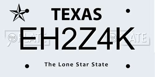 EH2Z4K Texas License Plate
