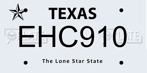 EHC910 Texas License Plate