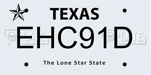 EHC91D Texas License Plate