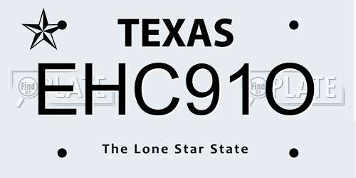 EHC91O Texas License Plate