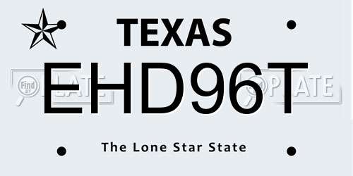 EHD96T Texas License Plate