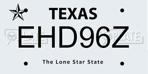 EHD96Z Texas License Plate