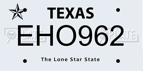 EHO962 Texas License Plate