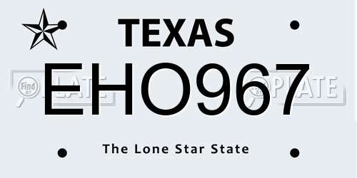 EHO967 Texas License Plate